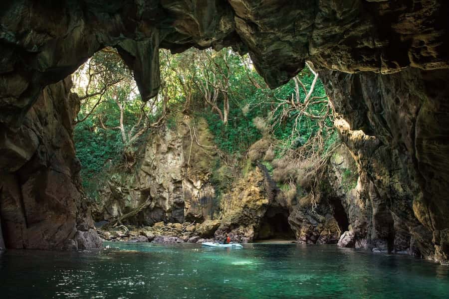 Whangamata: Donut Island Guided Kayaking Experience - Entering the volcanic island lagoon